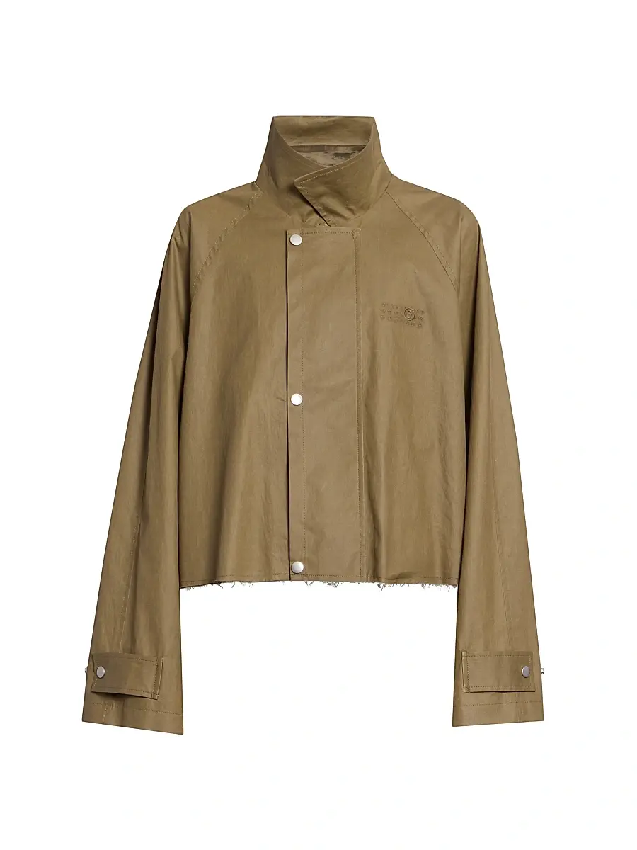 MM6 MAISON MARGIELA Women's Cotton-Blend Short Trench Coat - Khaki - Size 8 | Image 1 MM6 MAISON MARGIELA Women's Cotton-Blend Short Trench Coat - Khaki - Size 8 | Image 1
