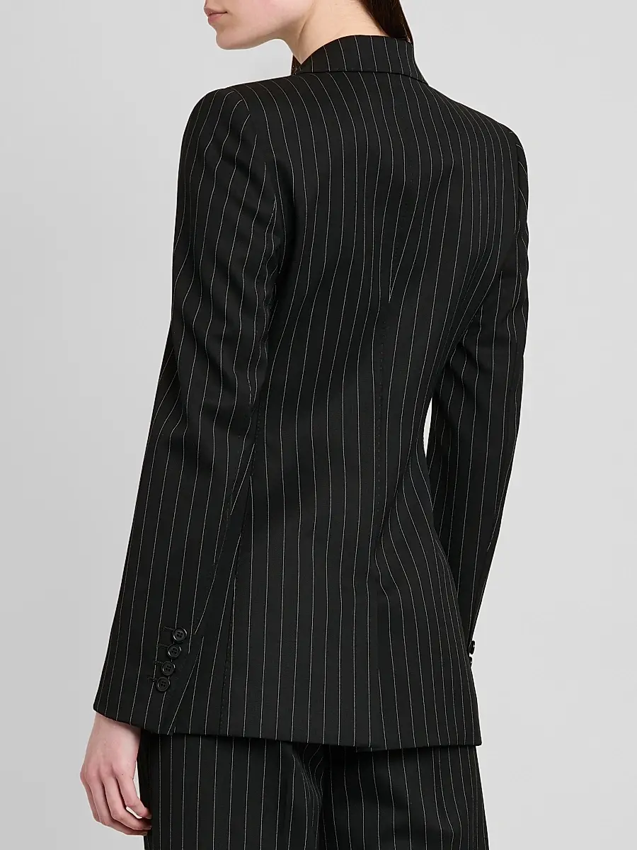 Dolce & Gabbana Women's Pinstriped Stretch Virgin-Wool Single-Breasted Blazer | Thumbnail 3 Dolce & Gabbana Women's Pinstriped Stretch Virgin-Wool Single-Breasted Blazer | Thumbnail 3