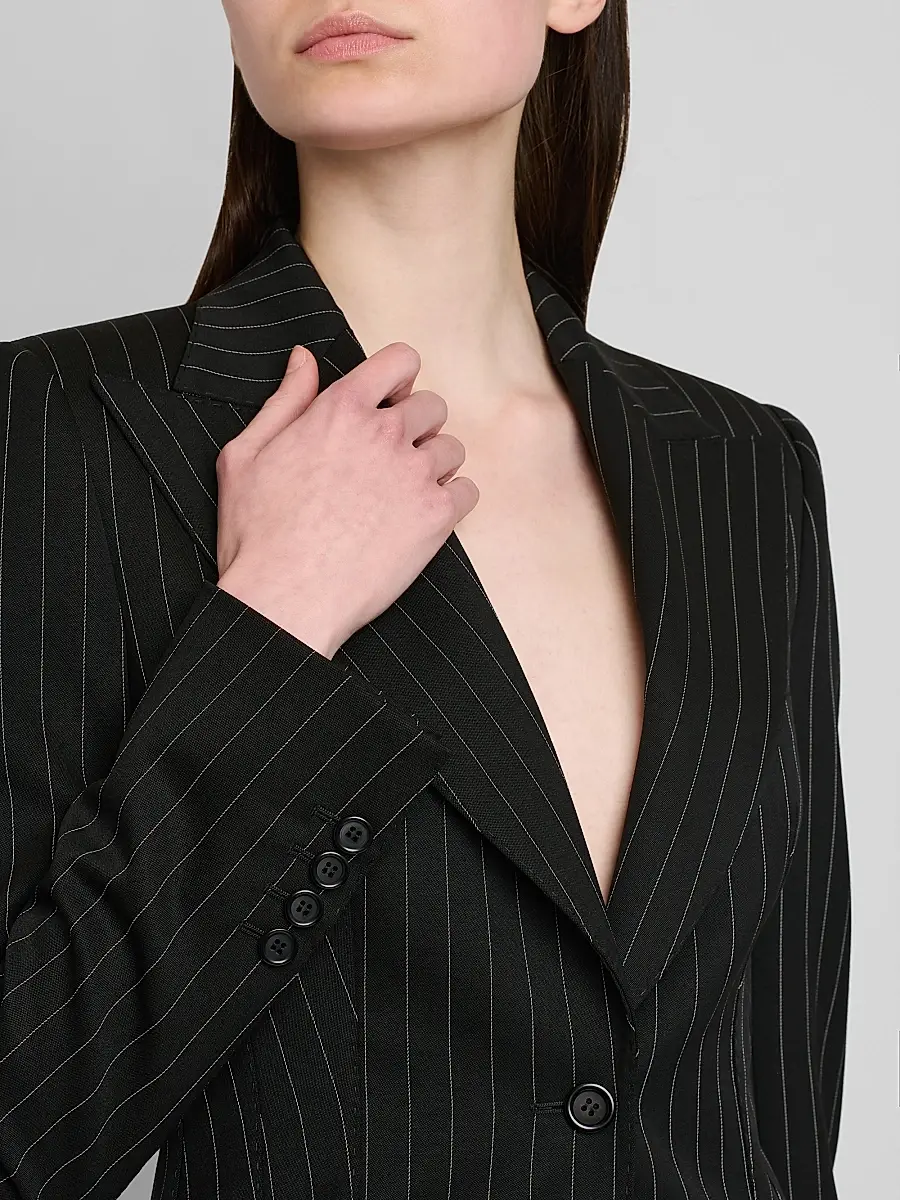 Dolce & Gabbana Women's Pinstriped Stretch Virgin-Wool Single-Breasted Blazer | Thumbnail 5 Dolce & Gabbana Women's Pinstriped Stretch Virgin-Wool Single-Breasted Blazer | Thumbnail 5
