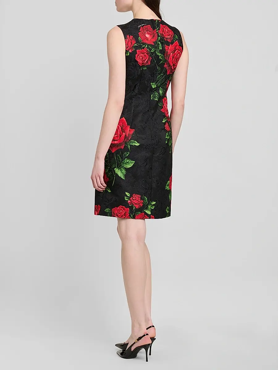 Dolce & Gabbana Women's Floral Jacquard Crewneck Mini Dress | Thumbnail 3
