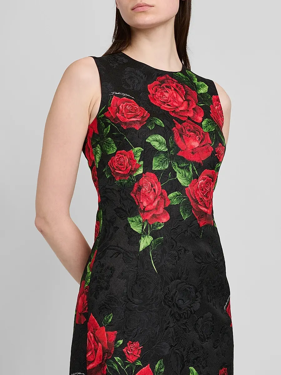 Dolce & Gabbana Women's Floral Jacquard Crewneck Mini Dress | Thumbnail 5