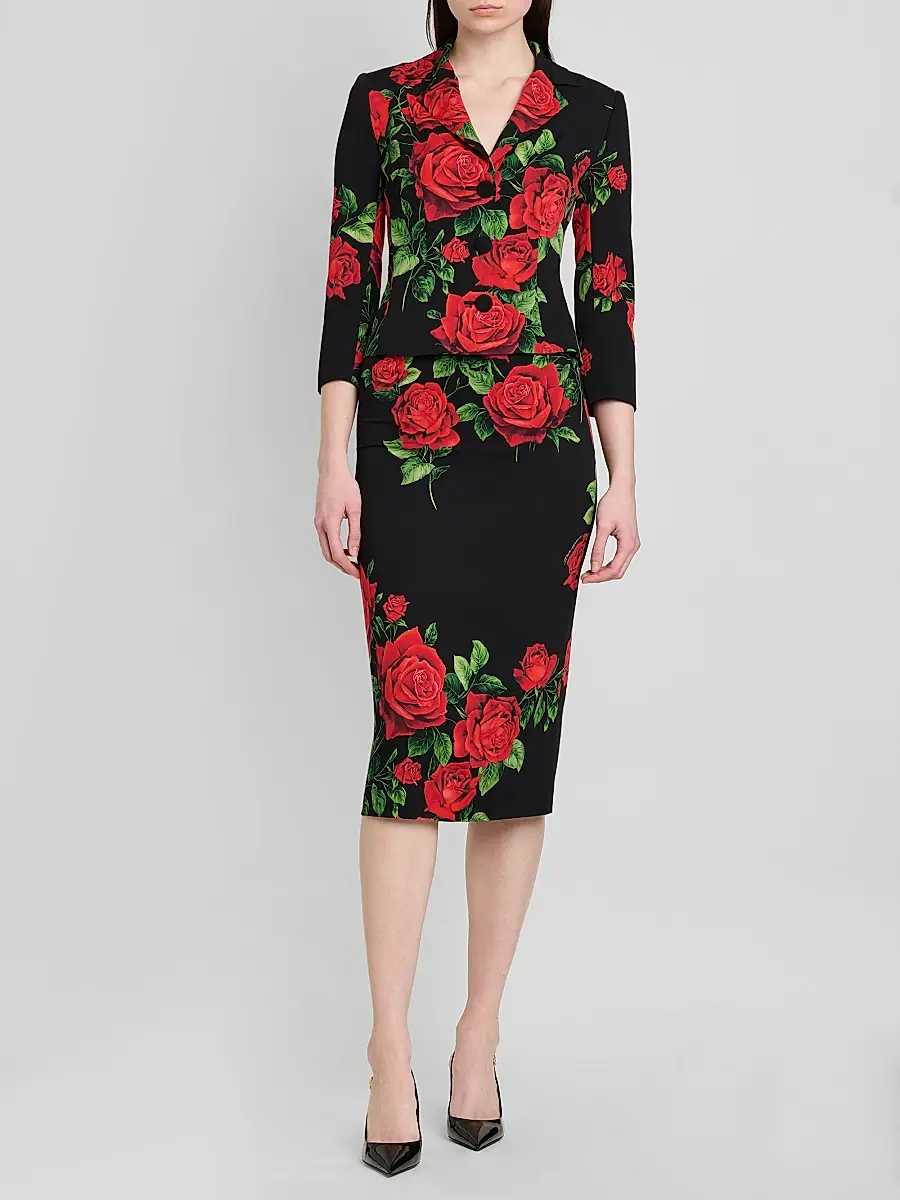 Dolce & Gabbana Women's Floral Stretch-Silk Pencil Midi-Skirt | Thumbnail 2 Dolce & Gabbana Women's Floral Stretch-Silk Pencil Midi-Skirt | Thumbnail 2