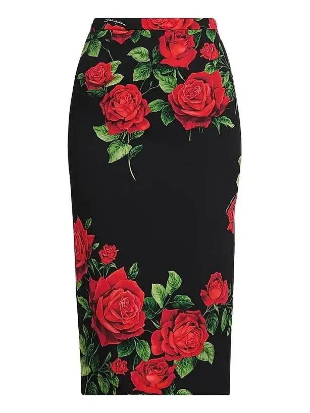 Women's Floral Stretch-Silk Pencil Midi-Skirt Women's Floral Stretch-Silk Pencil Midi-Skirt