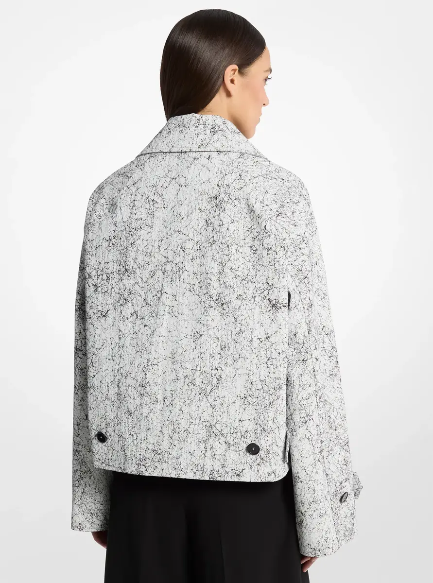 Michael Kors Collection Crackled Denim Cropped Balmacaan in Black | Thumbnail 3 Michael Kors Collection Crackled Denim Cropped Balmacaan in Black | Thumbnail 3