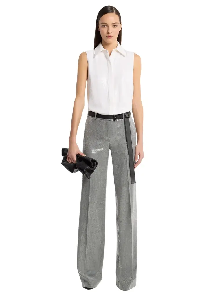 Michael Kors Collection Hansen Sequined Crepe Sleeveless Shirt | Image 1 Michael Kors Collection Hansen Sequined Crepe Sleeveless Shirt | Image 1