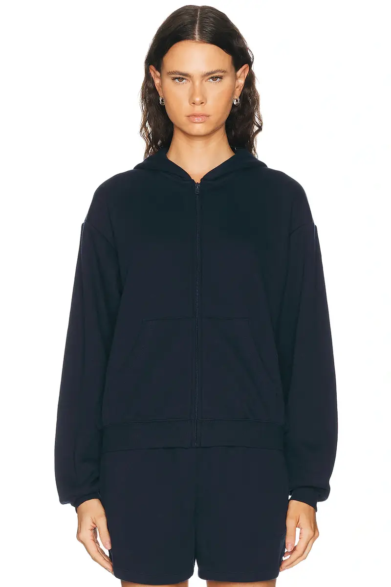 Skims Cotton Fleece Classic Zip-Up Hoodie | Thumbnail 2
