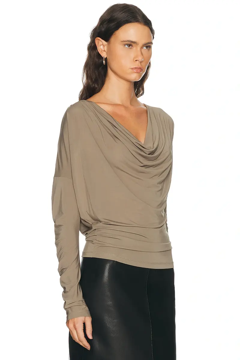 Helmut Lang Cowl Long Sleeve Top | Thumbnail 3 Helmut Lang Cowl Long Sleeve Top | Thumbnail 3