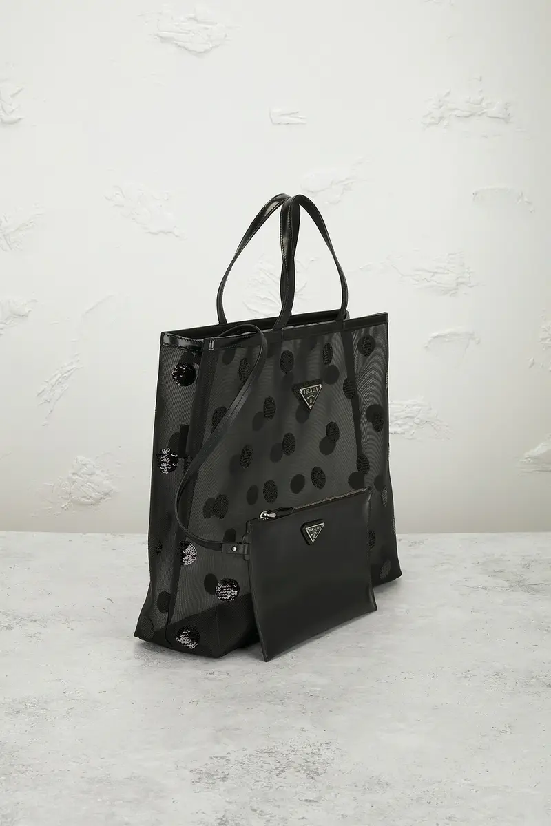 Prada Polka Dot Sequined Mesh Tote Bag | Thumbnail 4
