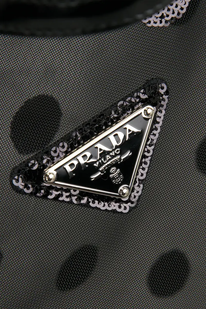 Prada Polka Dot Sequined Mesh Tote Bag | Thumbnail 6