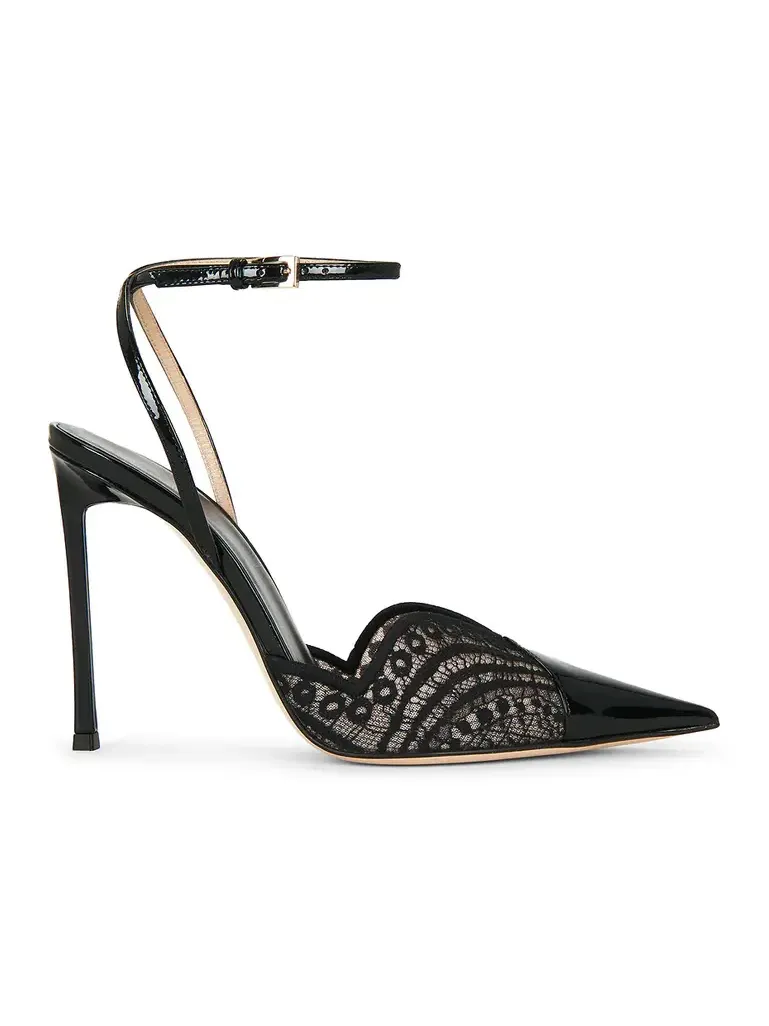 Patent Leather Lace Ankle Strap Pump Patent Leather Lace Ankle Strap Pump