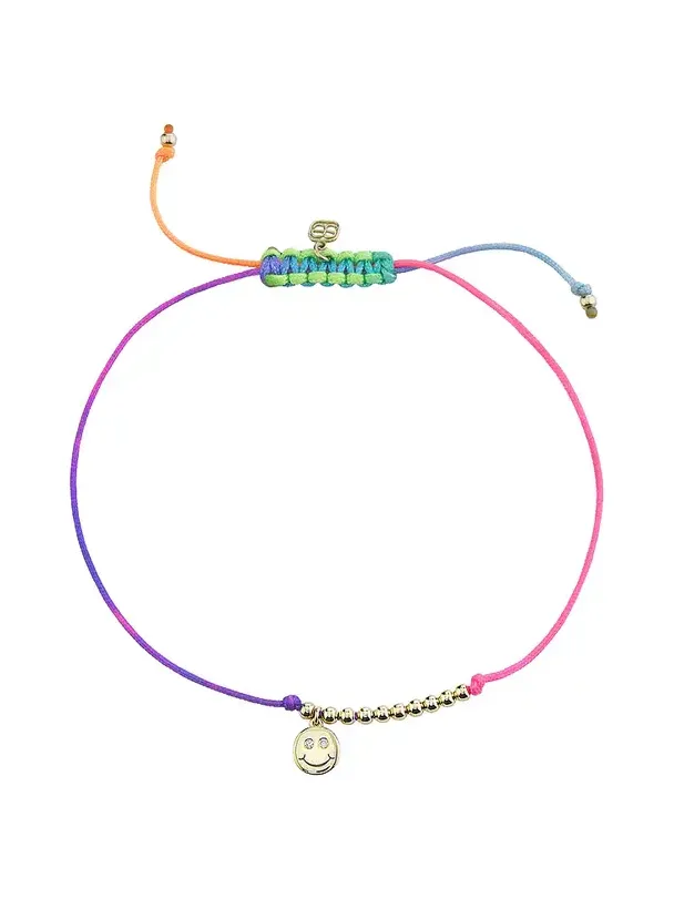 Sydney Evan Double Stone Happy Face Cord Bracelet