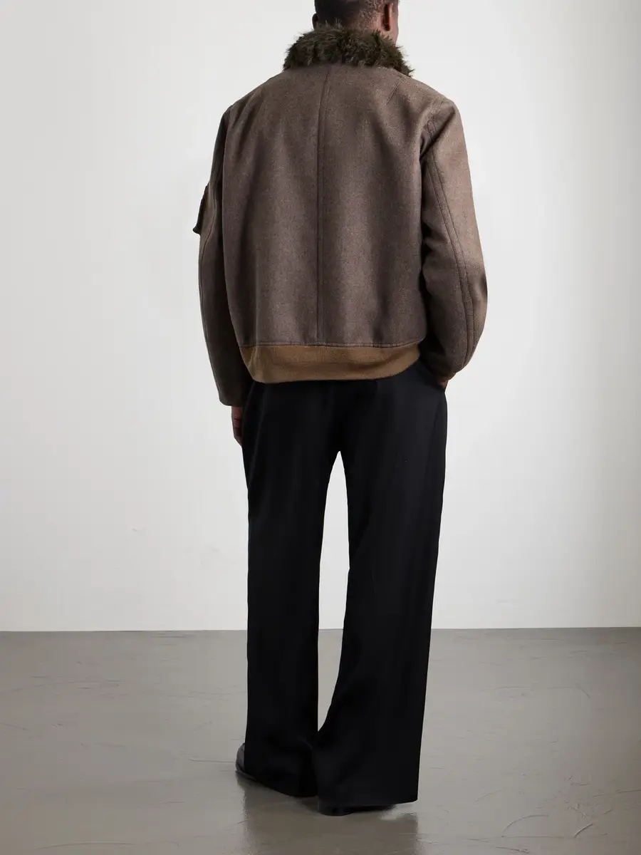 Sacai Melton Plush-Trimmed Wool Blouson Jacket - Men | Thumbnail 4 Sacai Melton Plush-Trimmed Wool Blouson Jacket - Men | Thumbnail 4