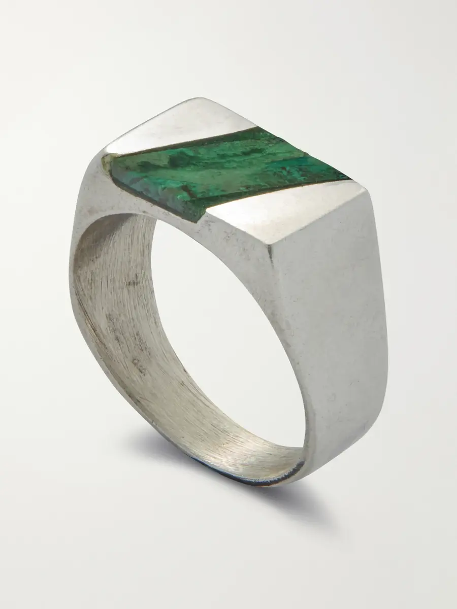 FOUNDWELL Vintage 1970s Sterling Silver Malachite Ring - Men | Thumbnail 2 FOUNDWELL Vintage 1970s Sterling Silver Malachite Ring - Men | Thumbnail 2