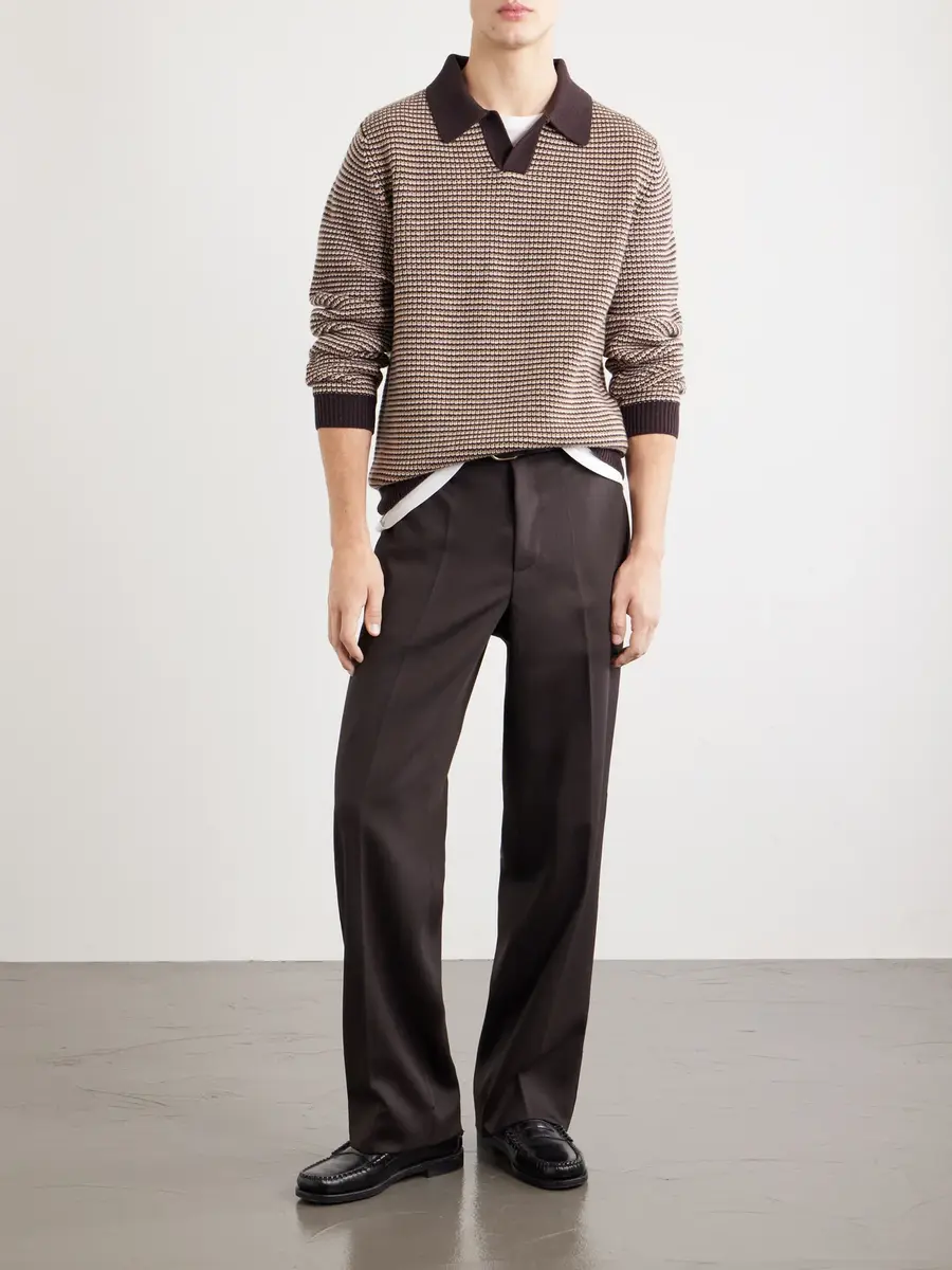Lardini Striped Camp-Collar Wool and Cashmere Blend Sweater - Men | Thumbnail 2 Lardini Striped Camp-Collar Wool and Cashmere Blend Sweater - Men | Thumbnail 2