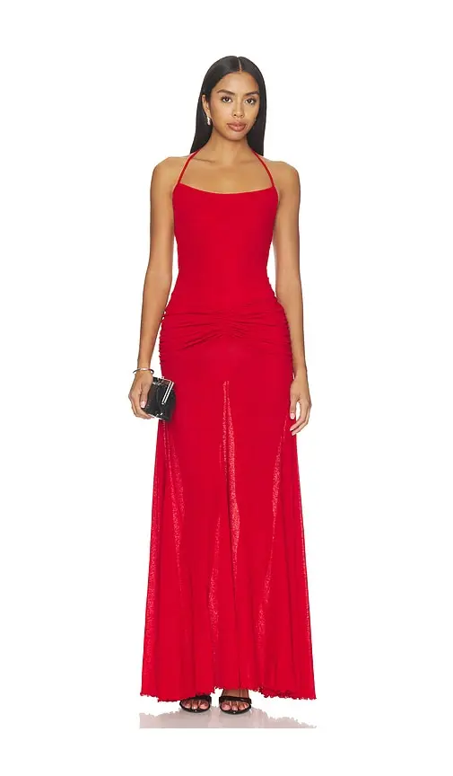 SIEDRÉS Nensi Ruched Mesh Maxi Dress | Image 1 SIEDRÉS Nensi Ruched Mesh Maxi Dress | Image 1