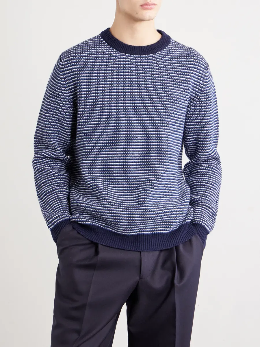 Lardini Striped Wool and Cashmere-Blend Sweater - Men | Thumbnail 3 Lardini Striped Wool and Cashmere-Blend Sweater - Men | Thumbnail 3