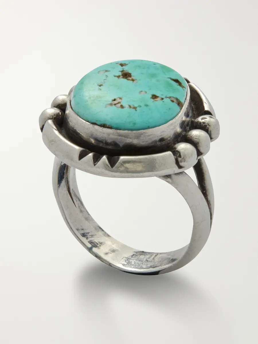 FOUNDWELL Vintage 1970s Sterling Silver Turquoise Ring - Men | Thumbnail 2 FOUNDWELL Vintage 1970s Sterling Silver Turquoise Ring - Men | Thumbnail 2