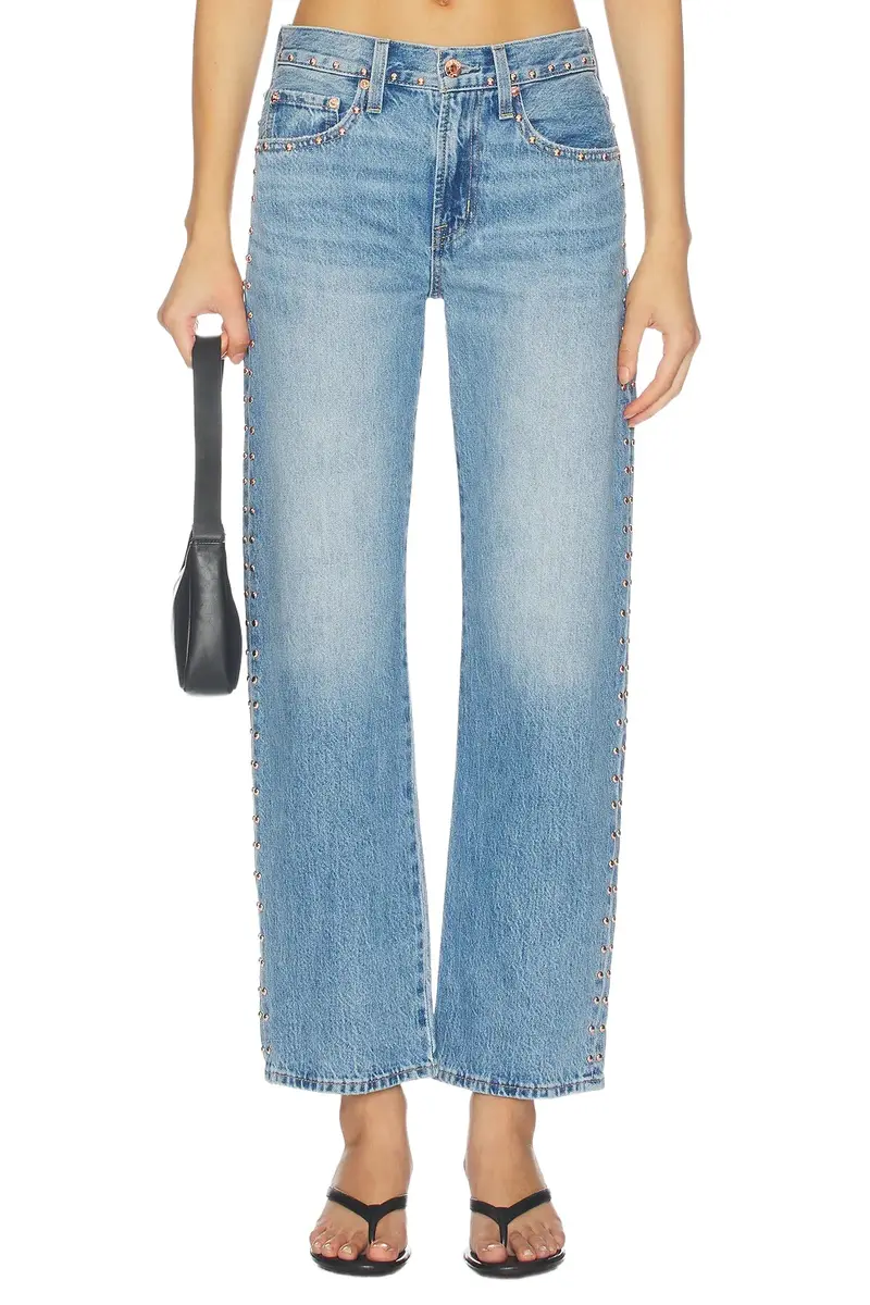 Pistola Lexi Mid Rise Bowed Straight Leg Jeans