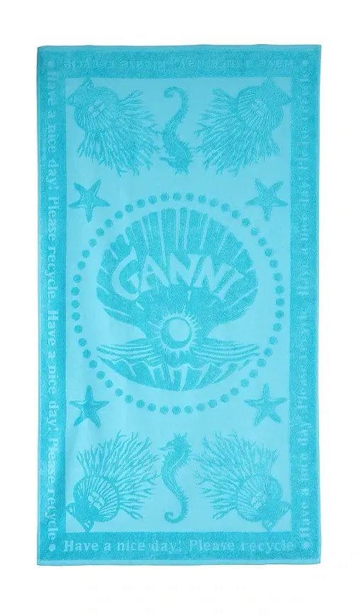 Ganni Stripe Beach Jacquard Towel | Image 1 Ganni Stripe Beach Jacquard Towel | Image 1