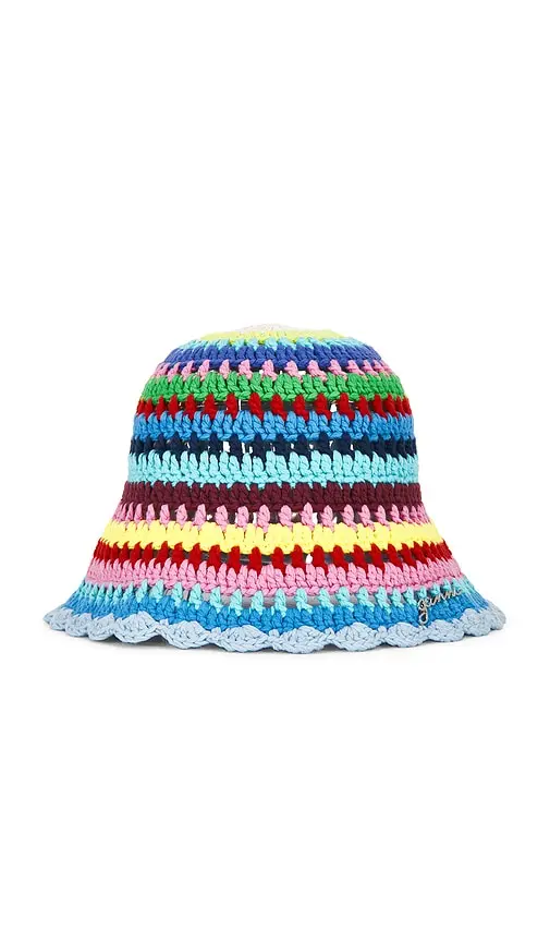 Ganni Crochet Stripe Bucket Hat