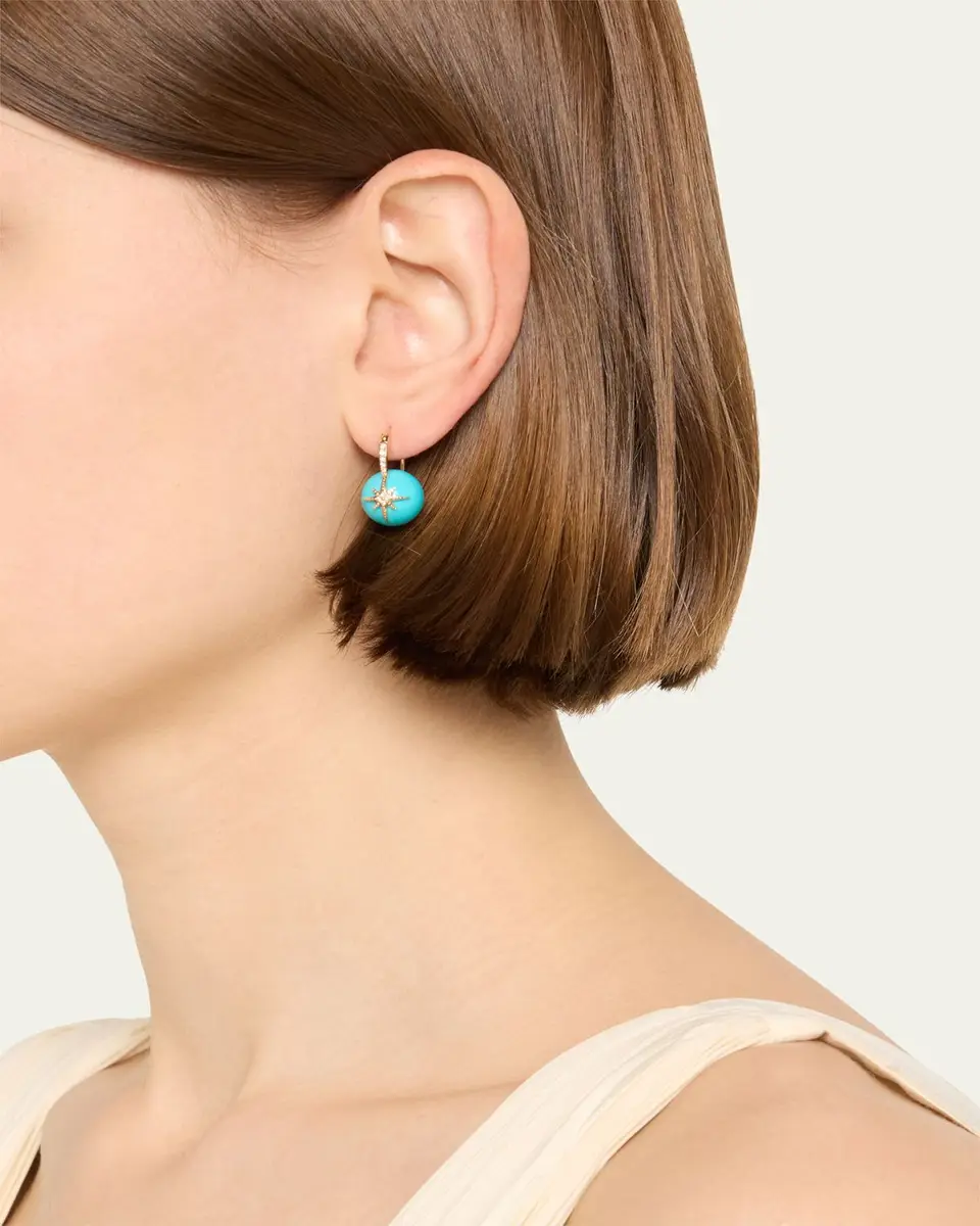 Sydney Evan Starburst Turquoise Bead Earrings with Diamonds | Thumbnail 2