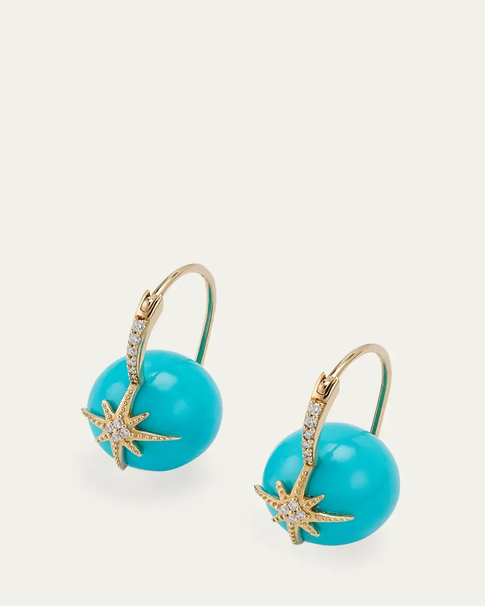 Sydney Evan Starburst Turquoise Bead Earrings with Diamonds | Thumbnail 3