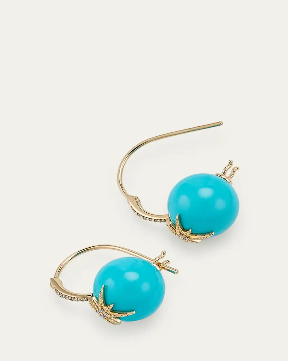 Sydney Evan Starburst Turquoise Bead Earrings with Diamonds | Thumbnail 4