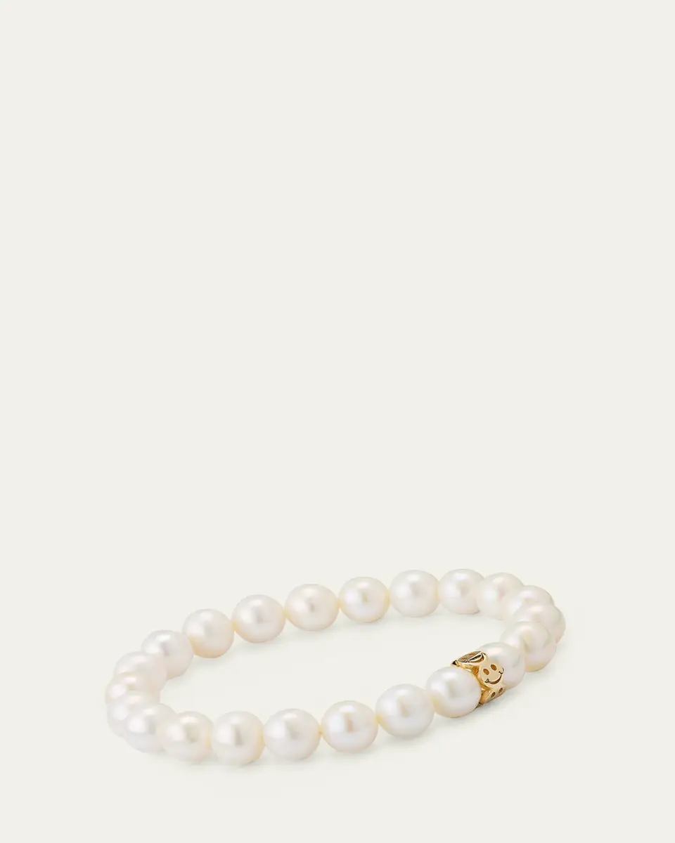 Sydney Evan 8mm Pure Happy Face Rondelle on Pearl Bracelet | Thumbnail 4 Sydney Evan 8mm Pure Happy Face Rondelle on Pearl Bracelet | Thumbnail 4