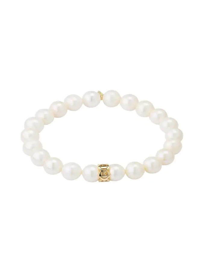 Sydney Evan 8mm Pure Happy Face Rondelle on Pearl Bracelet