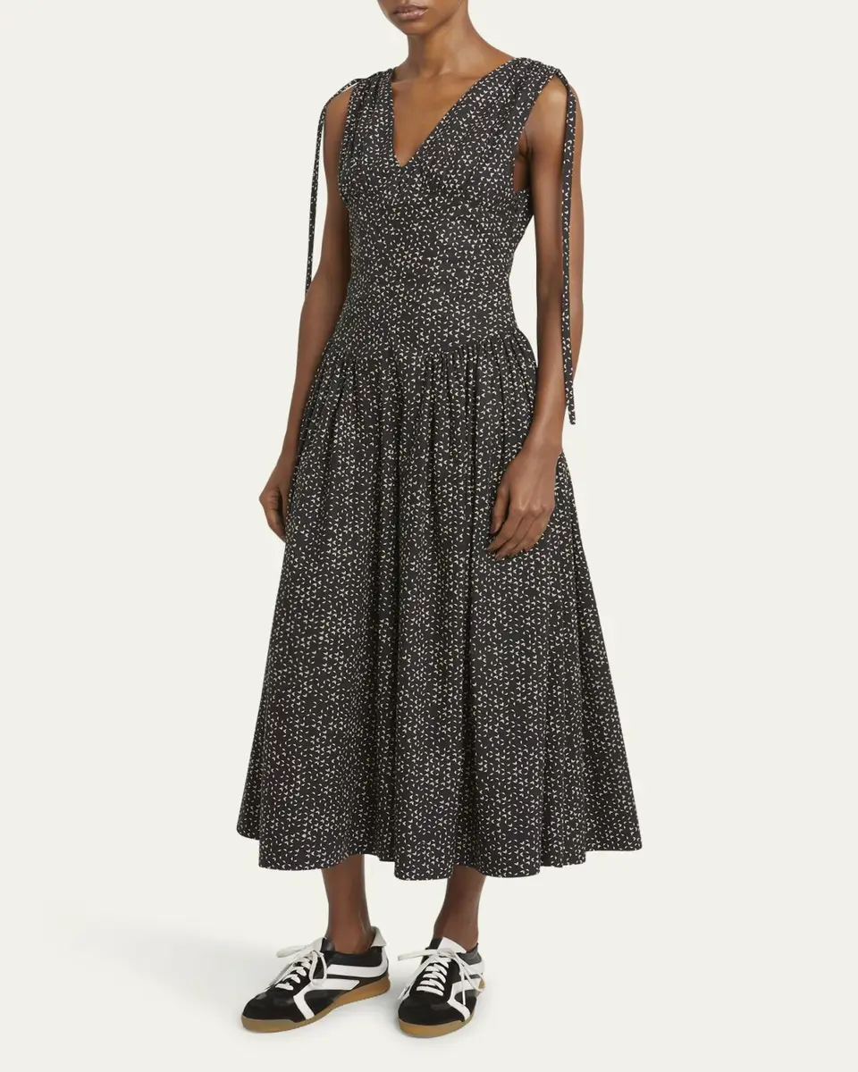 Proenza Schouler White Label Clayton Printed Poplin Drop-Waist Dress | Thumbnail 4 Proenza Schouler White Label Clayton Printed Poplin Drop-Waist Dress | Thumbnail 4