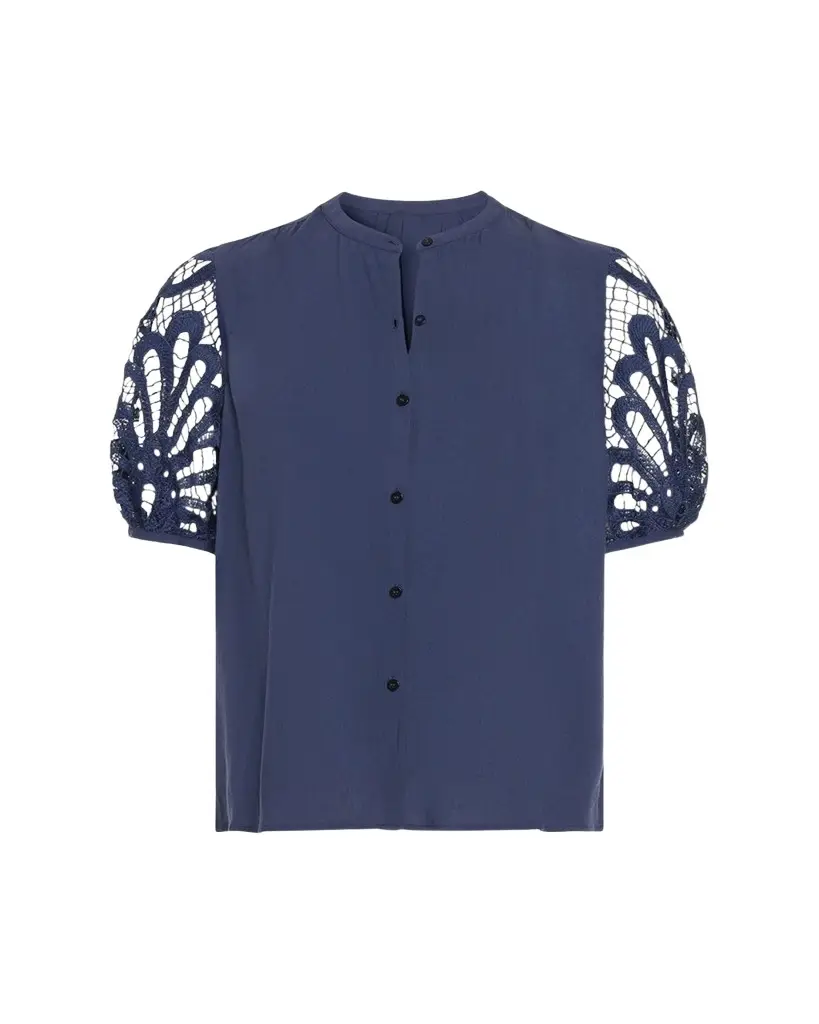 Ramy Brook Gia Open-Knit Short-Sleeve Blouse | Image 1 Ramy Brook Gia Open-Knit Short-Sleeve Blouse | Image 1
