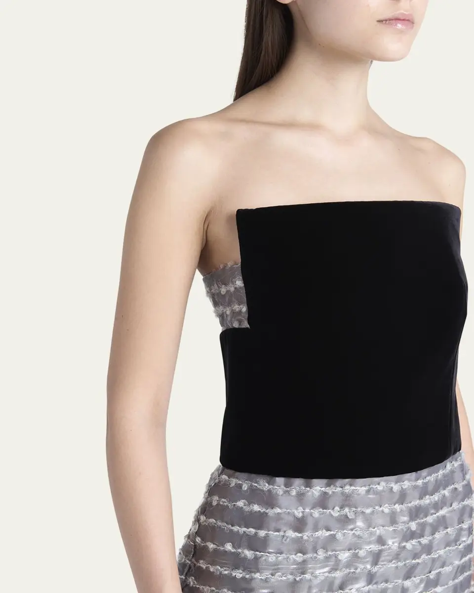 Giorgio Armani Strapless Velvet Bustier Iridescent Textured Silk Gown | Thumbnail 5