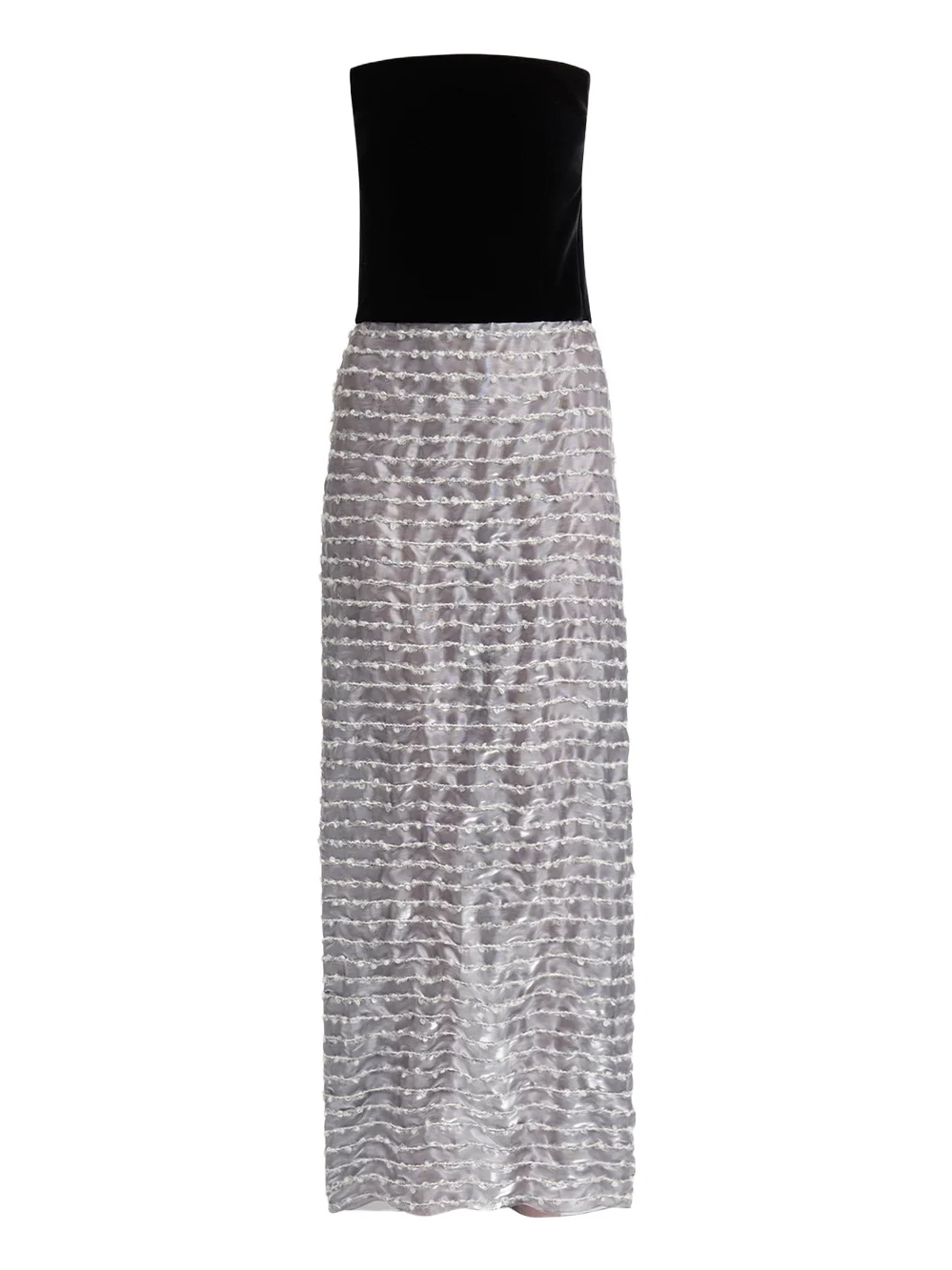 Giorgio Armani Strapless Velvet Bustier Iridescent Textured Silk Gown