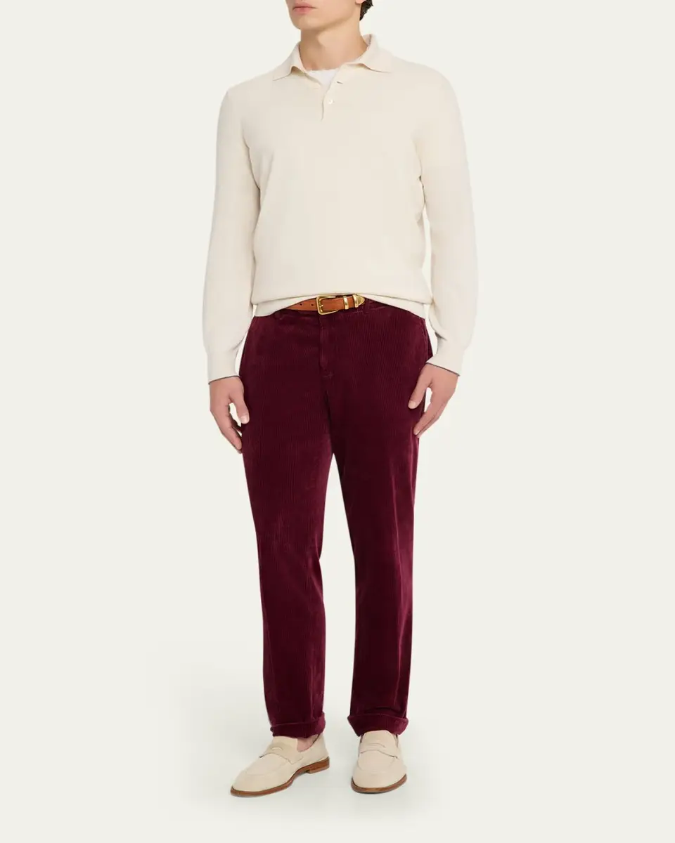 Brunello Cucinelli Men's Premium Cashmere Polo Sweater | Thumbnail 2