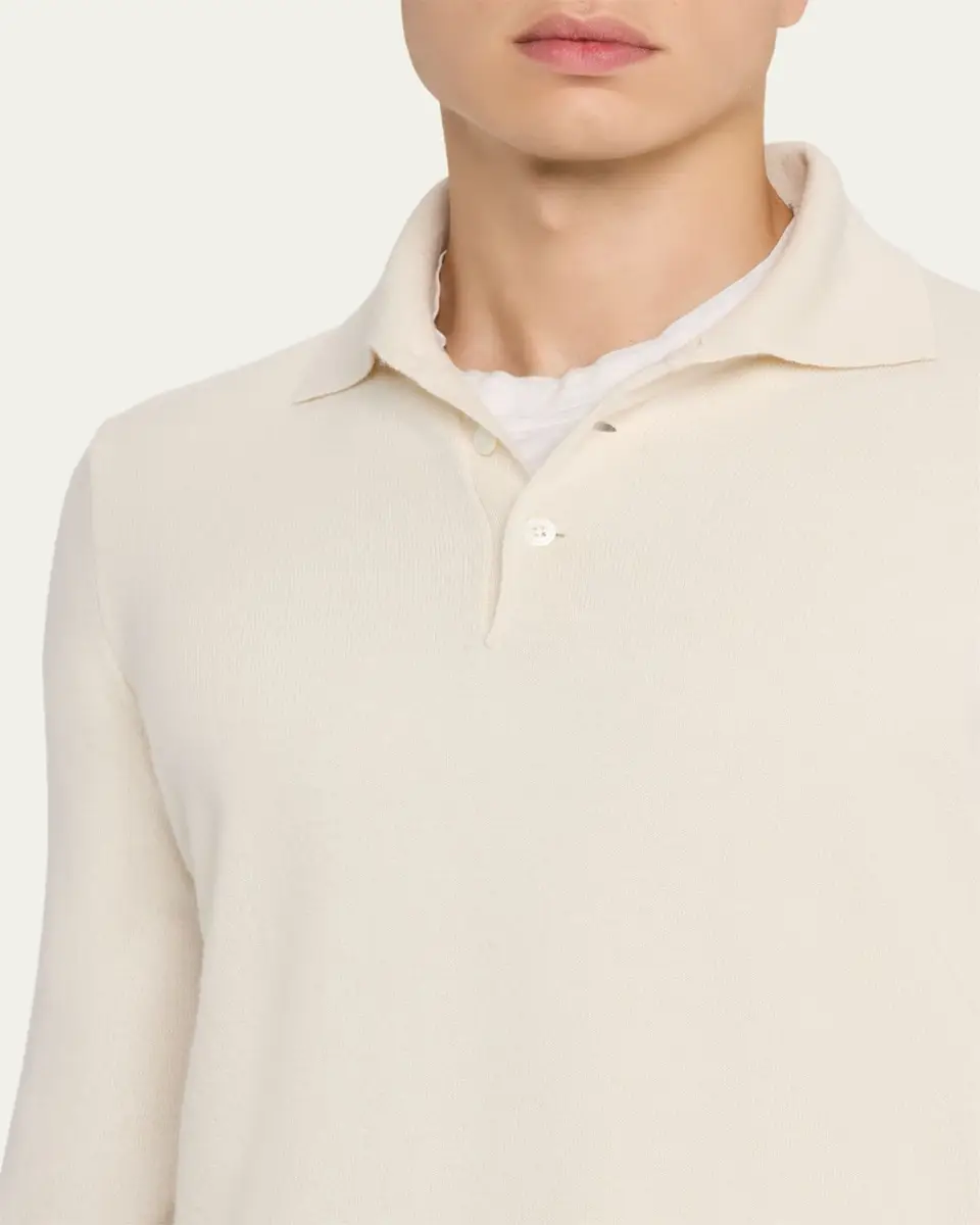 Brunello Cucinelli Men's Premium Cashmere Polo Sweater | Thumbnail 5