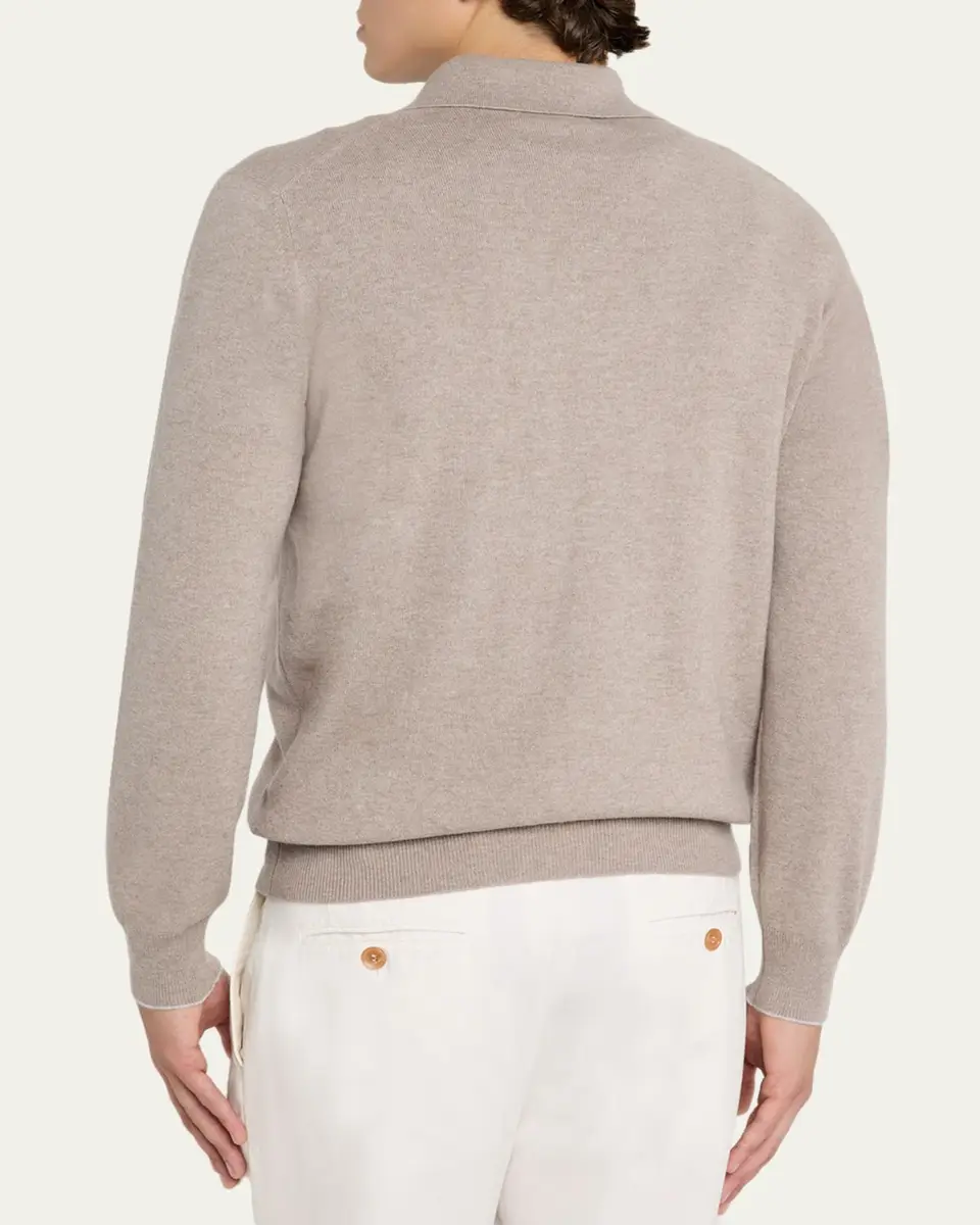 Brunello Cucinelli Men's Premium Cashmere Polo Sweater | Thumbnail 7
