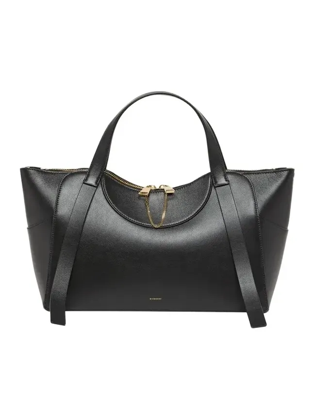 Facet Small Chain-Embellished Leather Top-Handle Bag Facet Small Chain-Embellished Leather Top-Handle Bag