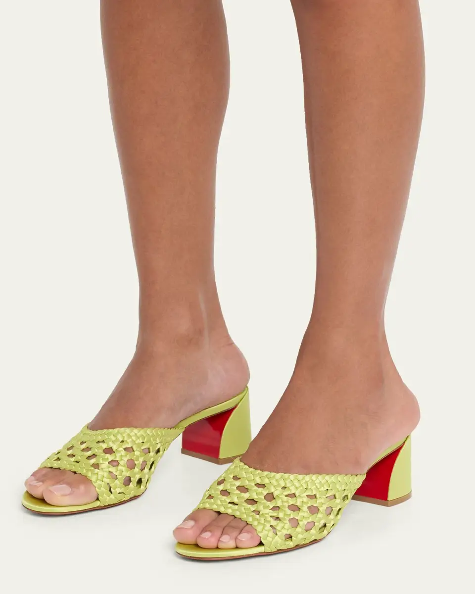 Christian Louboutin 85mm Jane Woven Silk Mule Sandals | Thumbnail 2 Christian Louboutin 85mm Jane Woven Silk Mule Sandals | Thumbnail 2