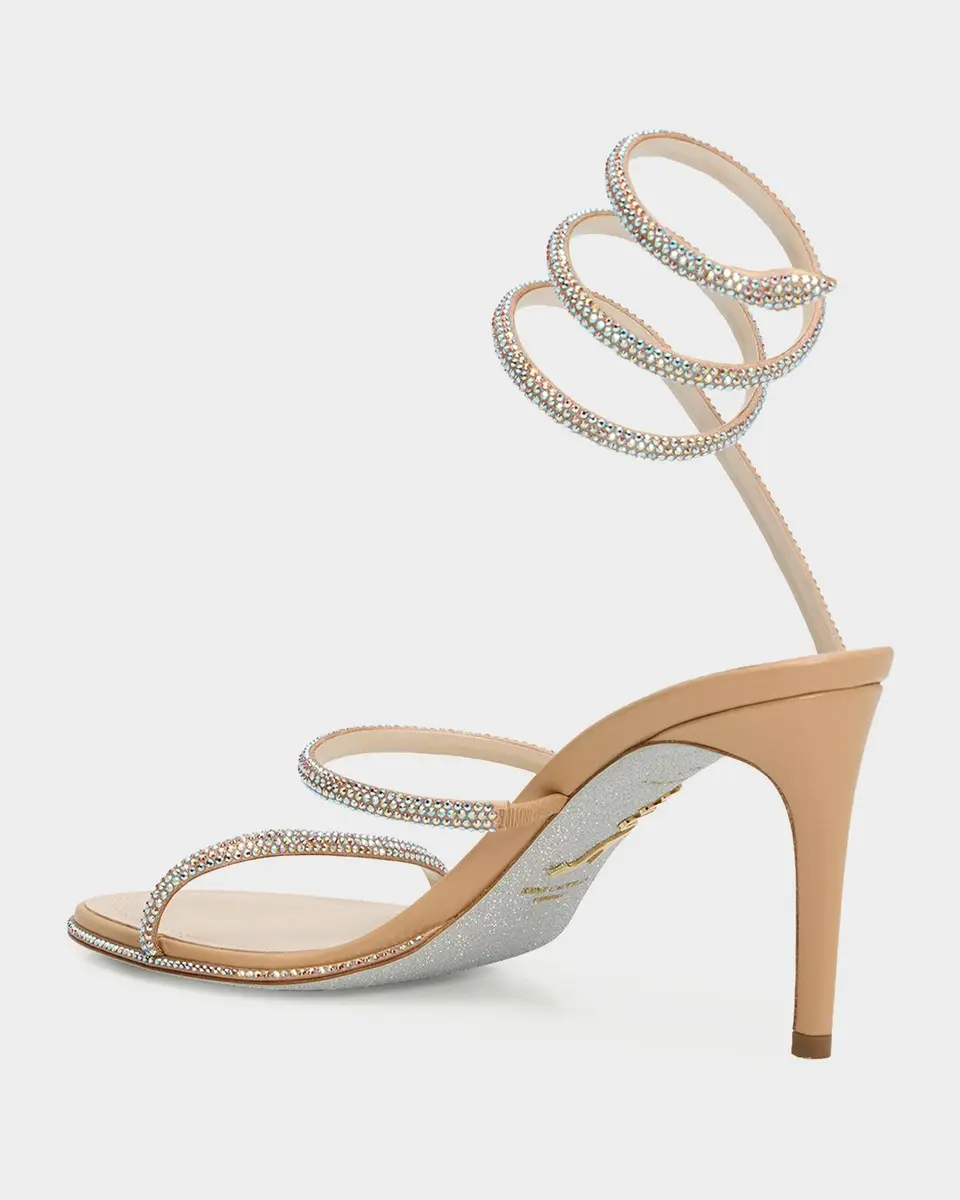 René Caovilla 80mm Cleo Embellished Leather Snake-Wrap Sandals | Thumbnail 2 René Caovilla 80mm Cleo Embellished Leather Snake-Wrap Sandals | Thumbnail 2