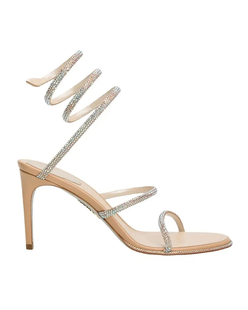 Rene Caovilla 80mm Cleo Embellished Leather Snake-Wrap Sandals | Image 1 Rene Caovilla 80mm Cleo Embellished Leather Snake-Wrap Sandals | Image 1