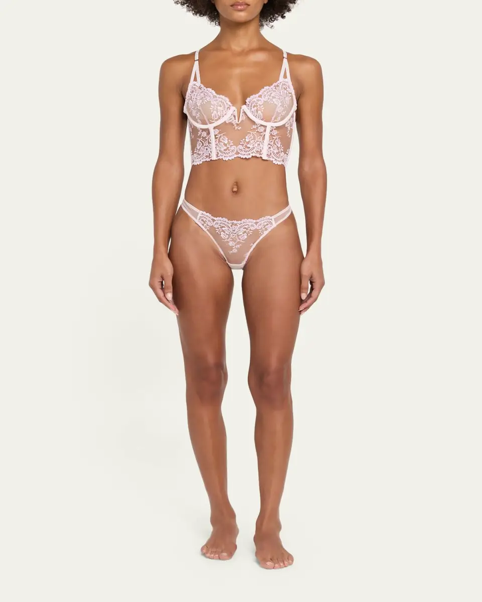 Kiki de Montparnasse Juliette Embroidered Low-Rise Lace Thong | Thumbnail 2 Kiki de Montparnasse Juliette Embroidered Low-Rise Lace Thong | Thumbnail 2