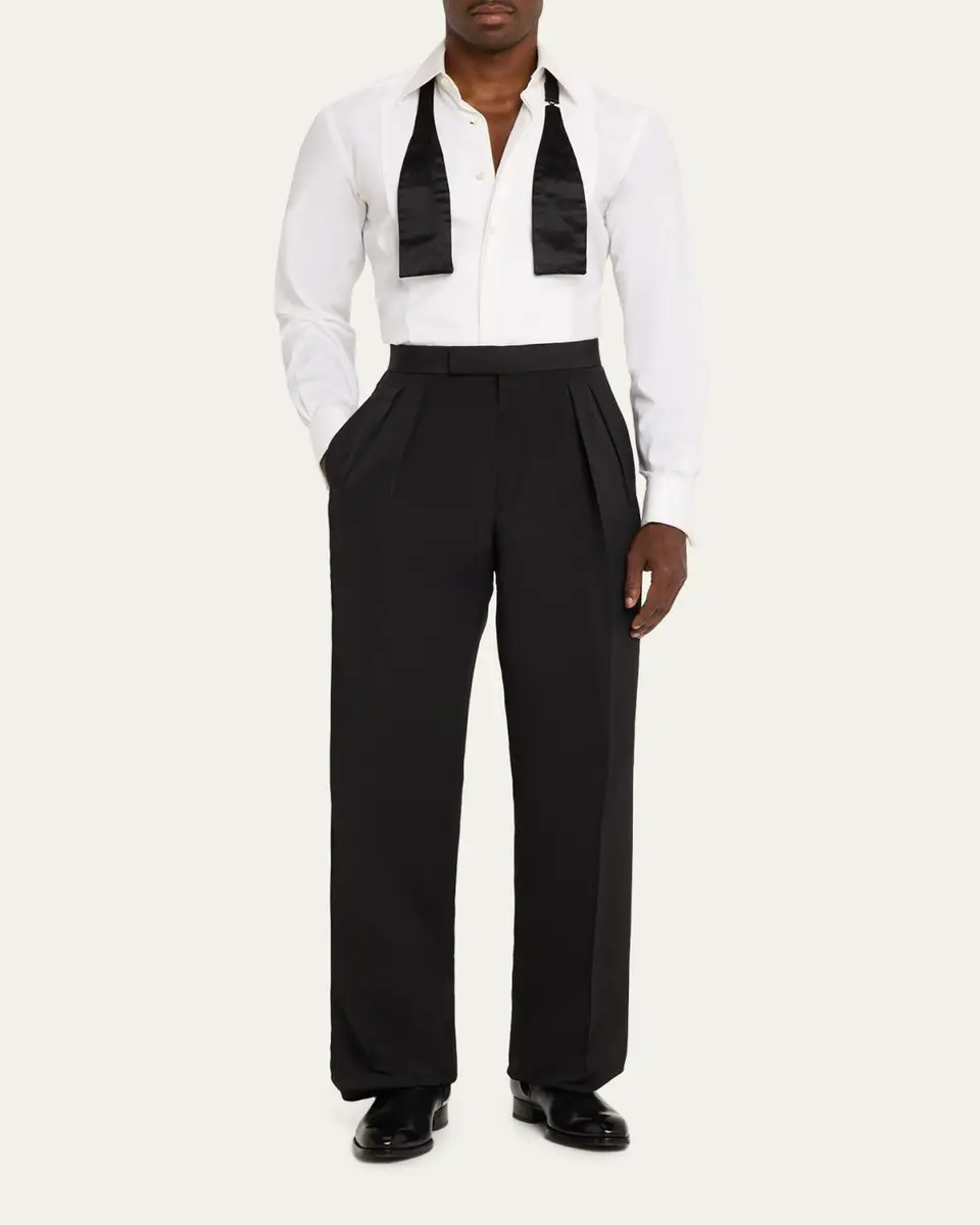 Tom Ford Men's Straight-Leg Double-Pleated Trousers | Thumbnail 2 Tom Ford Men's Straight-Leg Double-Pleated Trousers | Thumbnail 2