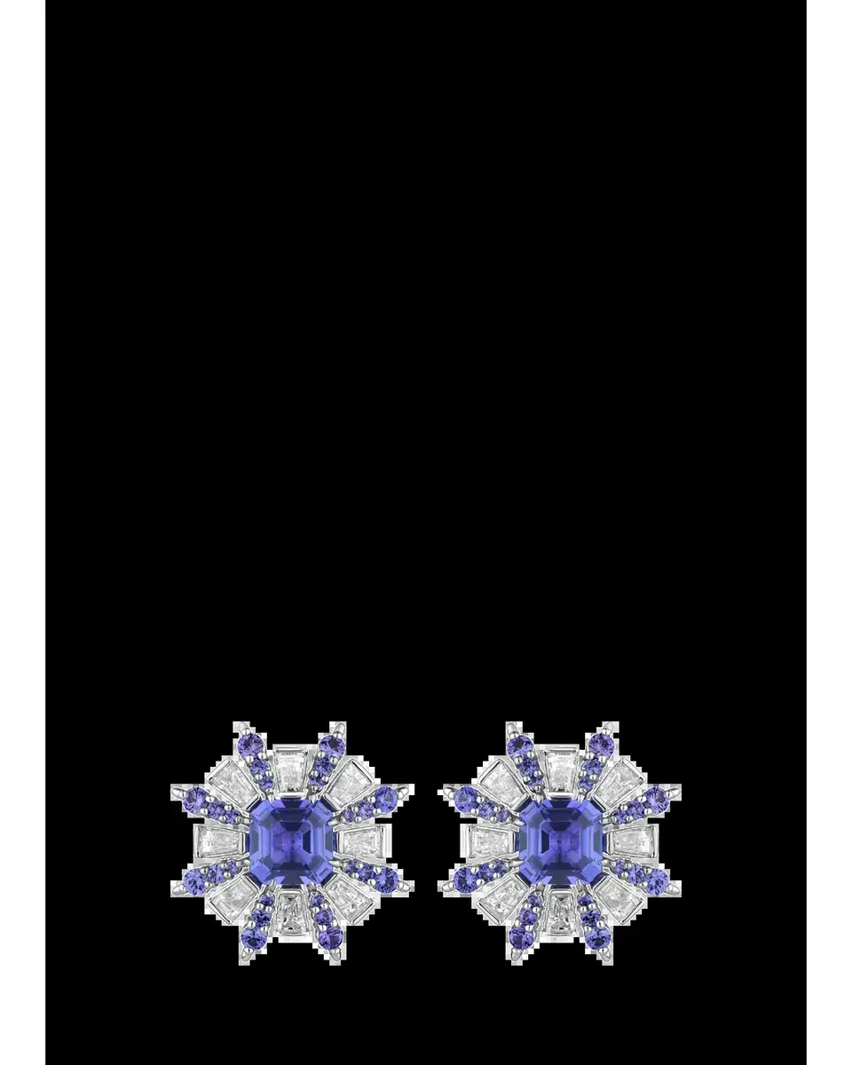 Paul Morelli Platinum Blue Sapphire and Diamond Ray Earrings | Thumbnail 2 Paul Morelli Platinum Blue Sapphire and Diamond Ray Earrings | Thumbnail 2