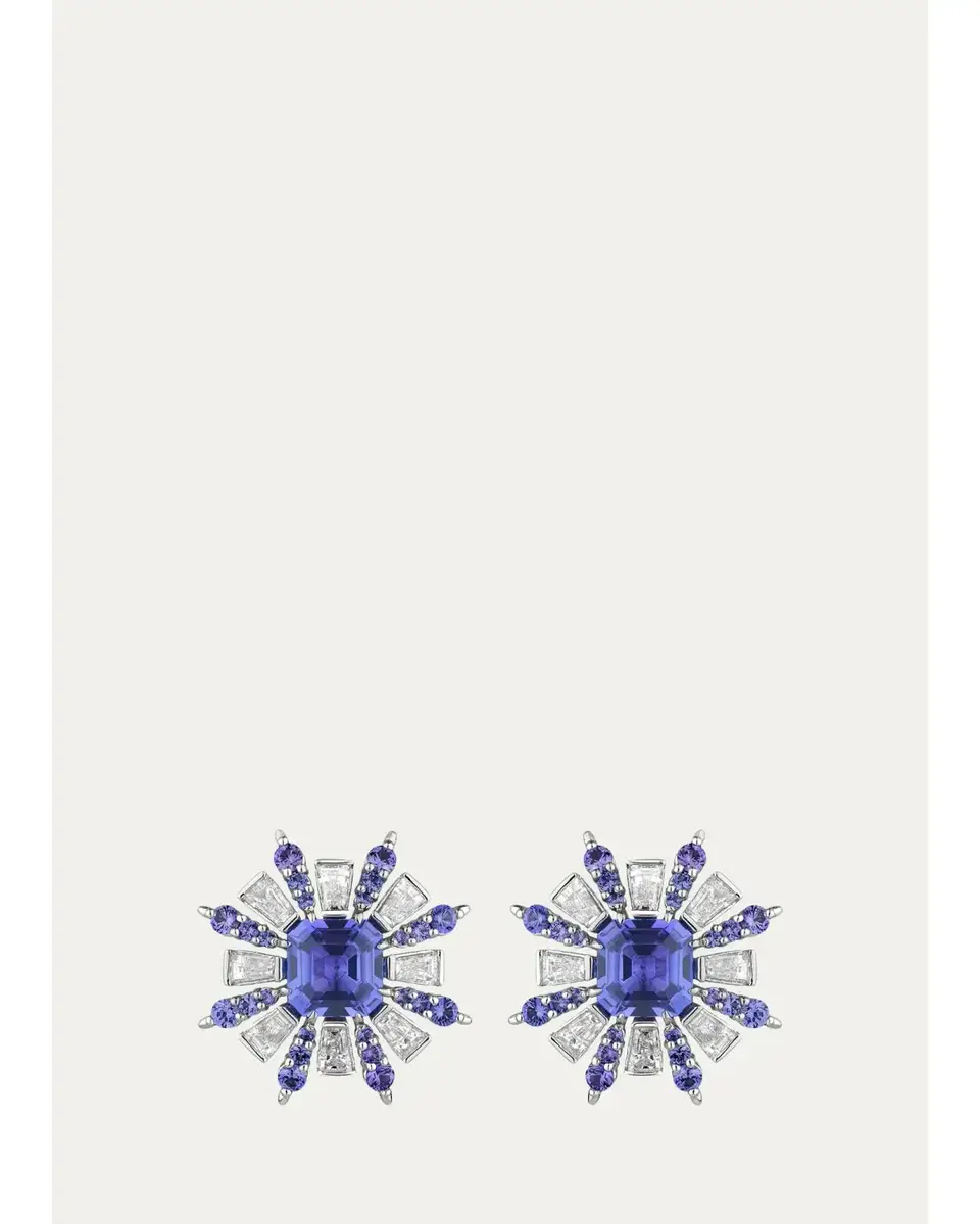 Paul Morelli Platinum Blue Sapphire and Diamond Ray Earrings | Image 1 Paul Morelli Platinum Blue Sapphire and Diamond Ray Earrings | Image 1
