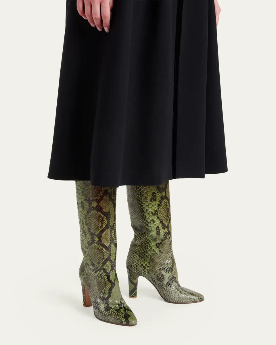 Valentino Garavani 85mm Pattie Snakeskin Knee-High Boots | Thumbnail 2