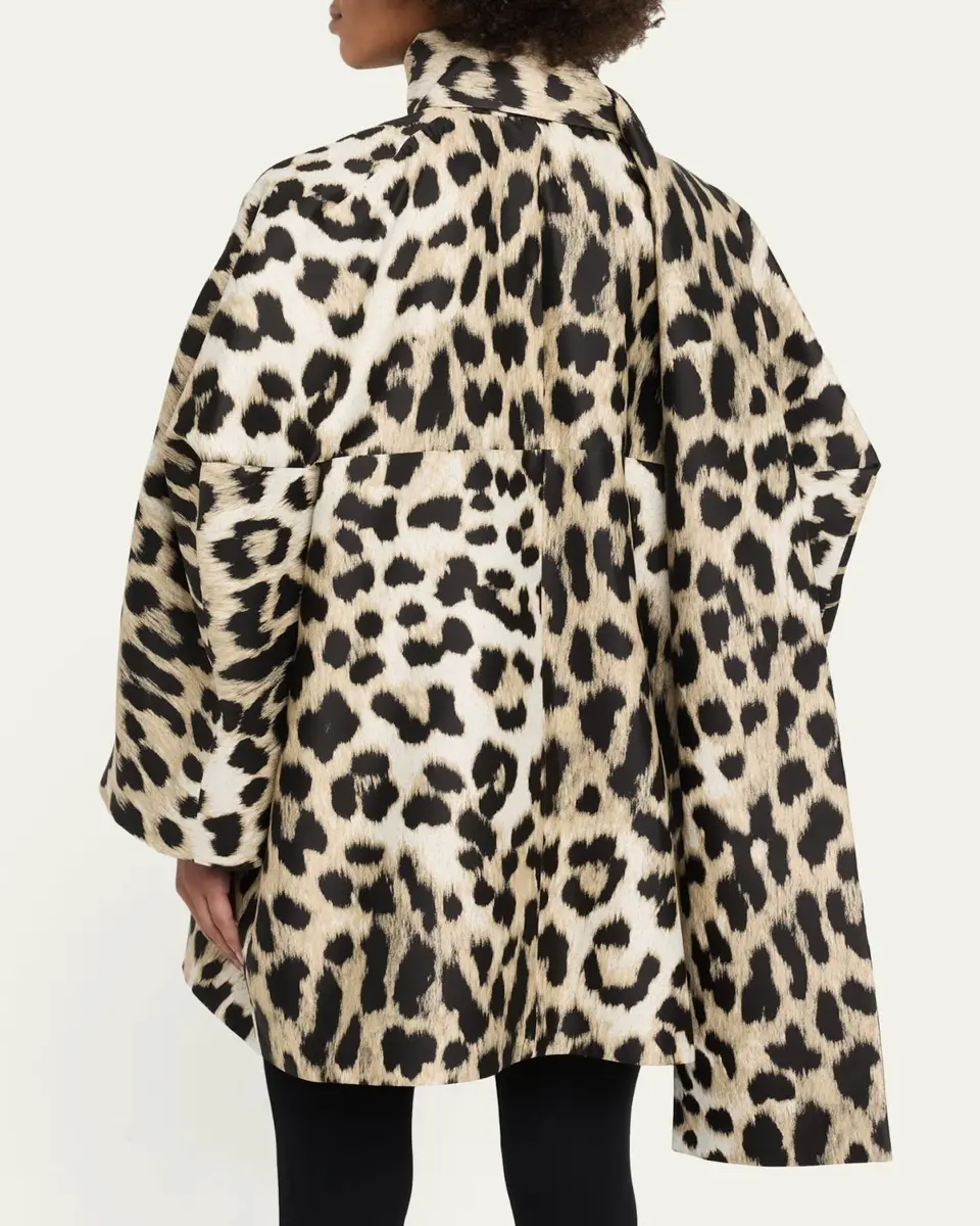 Givenchy Leopard Jacquard Short Cocoon Coat With Scarf | Thumbnail 3 Givenchy Leopard Jacquard Short Cocoon Coat With Scarf | Thumbnail 3