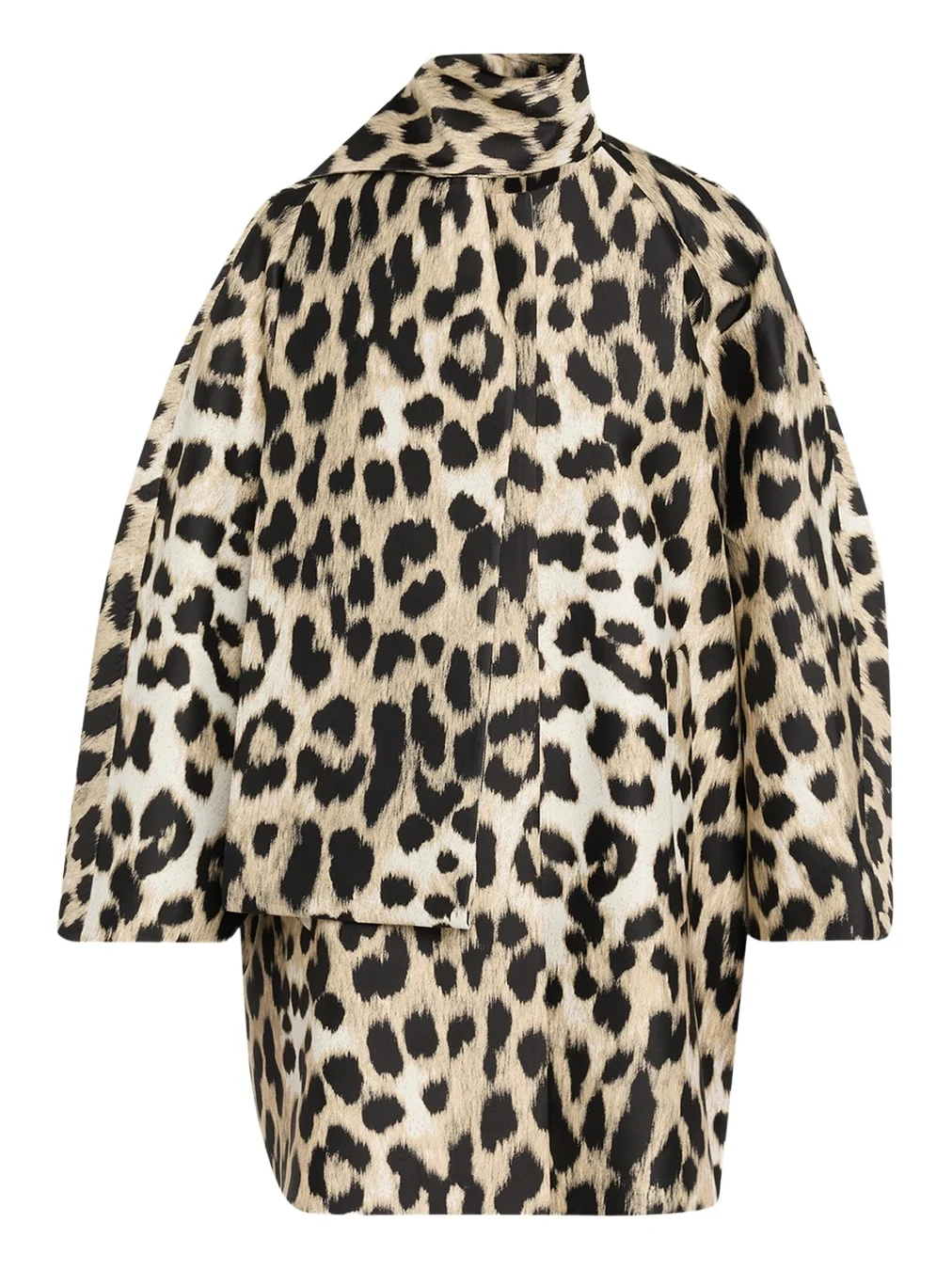 Givenchy Leopard Jacquard Short Cocoon Coat With Scarf