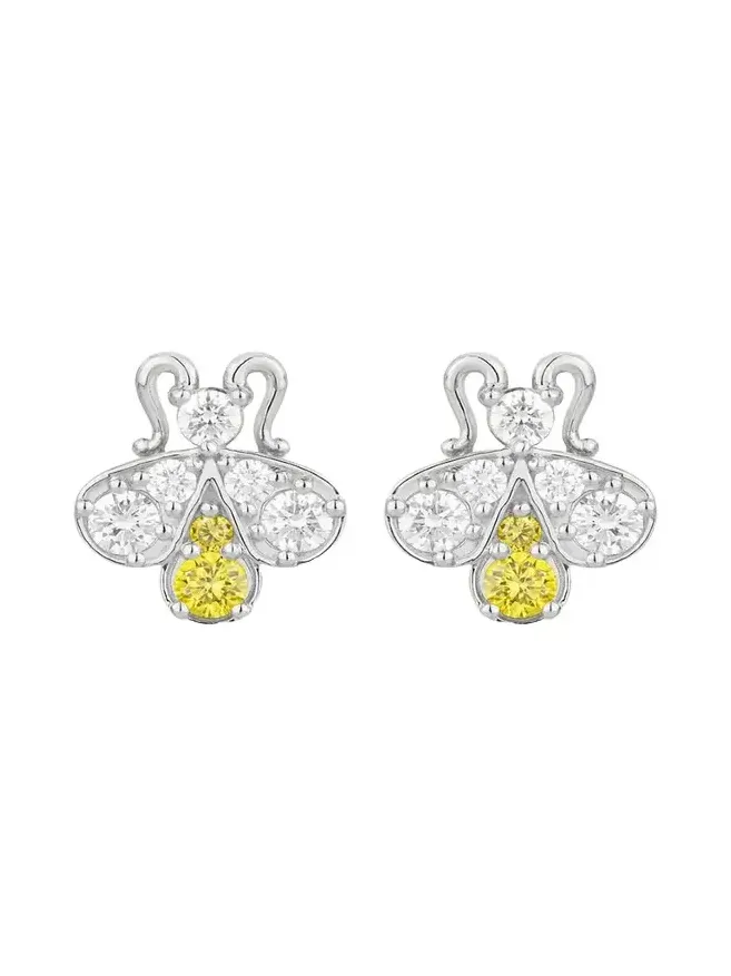 18K White Gold Yellow and White Diamond Firefly Earrings 18K White Gold Yellow and White Diamond Firefly Earrings