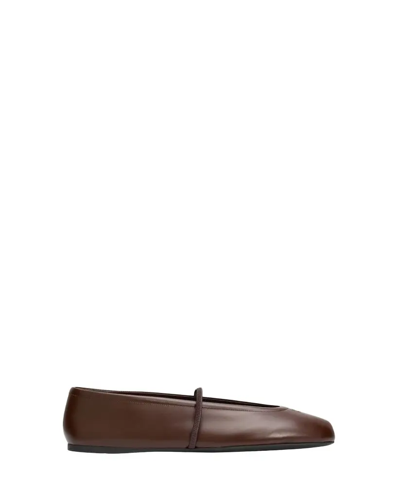 Miu Miu Logo Leather Ballerina Flats | Image 1 Miu Miu Logo Leather Ballerina Flats | Image 1