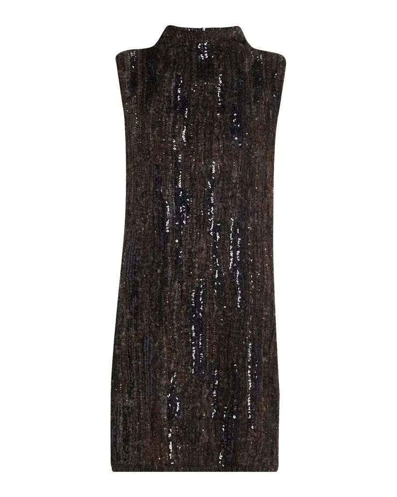 Brunello Cucinelli Sequined Boucle Knit Sleeveless Mini Dress | Image 1 Brunello Cucinelli Sequined Boucle Knit Sleeveless Mini Dress | Image 1